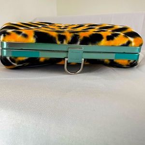 Proenza Schouler Frame Tie-Die Velvet Clutch Bag, Black/Yellow